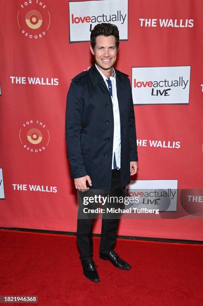 Drew Seeley attends the Los Angeles premiere of "Love Actually Live" at Wallis Annenberg Center for the Performing Arts on November 29, 2023 in...