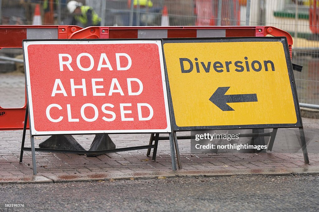 Road closed sign