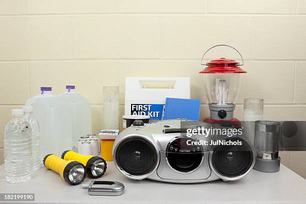 disaster or blackout supplies - survival food stock pictures, royalty-free photos & images