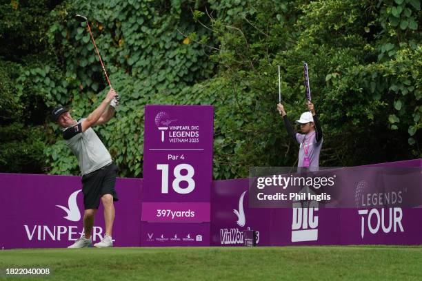 Greig Hutcheon of Scotland in action on Day One of the Vinpearl DIC Legends Vietnam at Vinpearl Resort Nha Trang on November 30, 2023 in Nha Trang,...