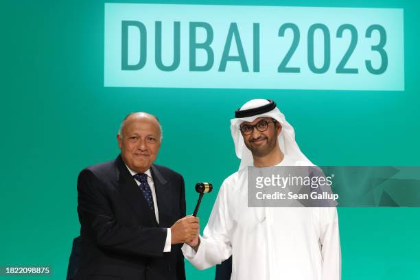Sameh Shoukry , President of the UNFCCC COP27 Climate Conference and Egyptian Minister of Foreign Affairs, Sultan Ahmed Al Jaber, President of the...