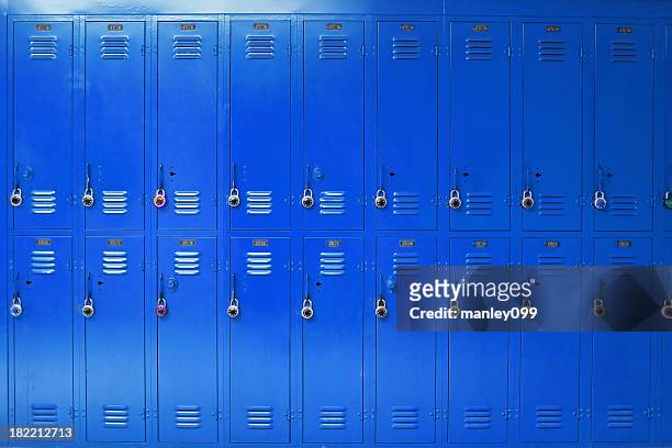 blue high school lockers - locker stock pictures, royalty-free photos & images