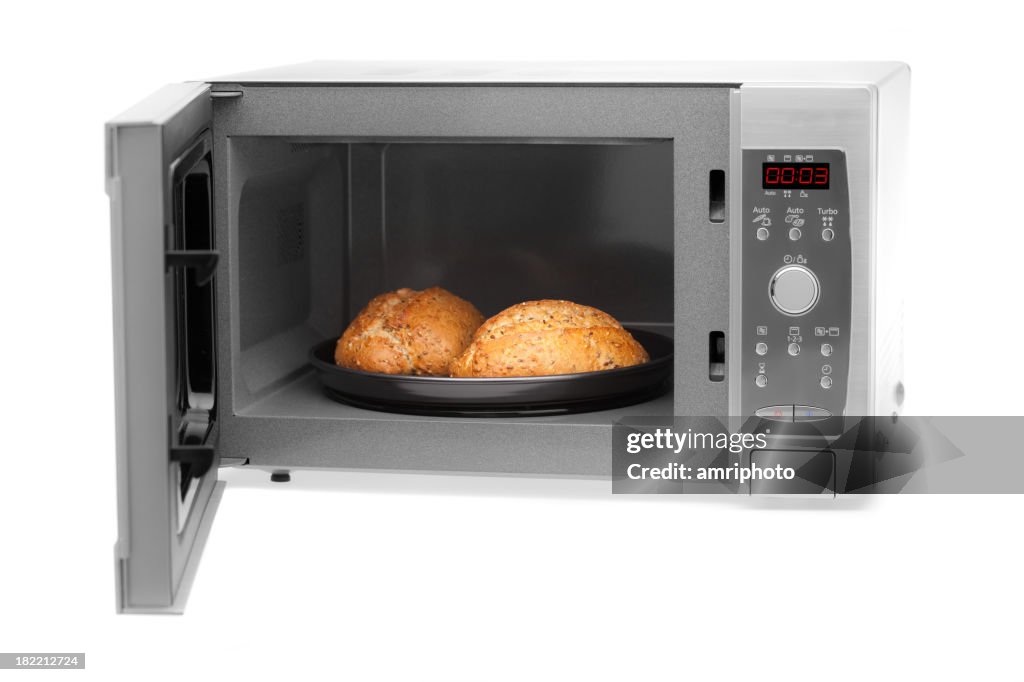 Microwave on white with bread rolls