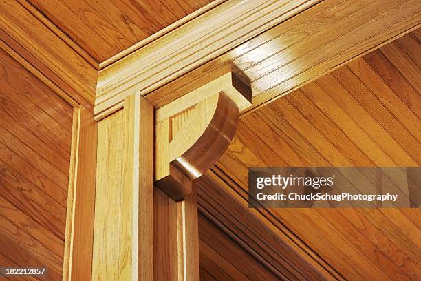 woodgrain paneling pillar beam moulding - wood ceiling stock pictures, royalty-free photos & images