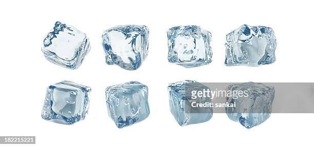 ice cubes isolated on white background - small square stock pictures, royalty-free photos & images