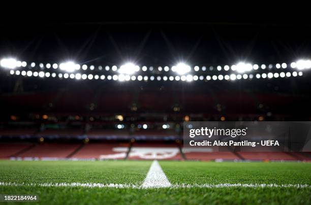 General view inside the stadium prior to the UEFA Champions League match between Arsenal FC and RC Lens at Emirates Stadium on November 29, 2023 in...