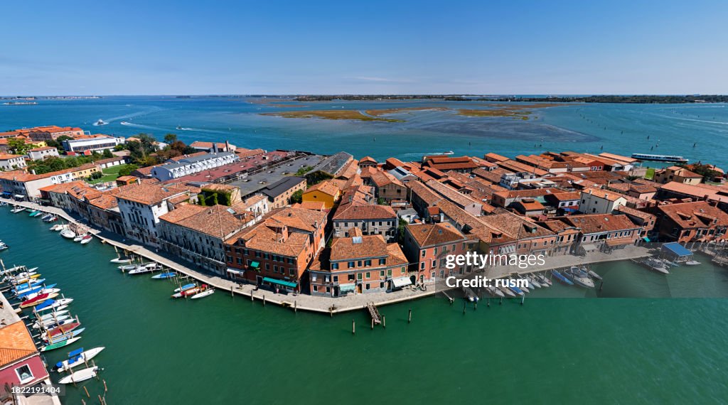 Aerial view Grand Canal of Murano island, Italy