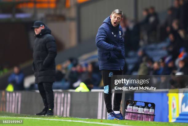 Jon Dahl Tomasson, Manager of Blackburn Rovers, reacts during the Sky Bet Championship match between Blackburn Rovers and Birmingham City at Ewood...