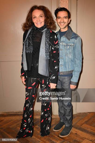 Diane von Fürstenberg and Imran Amed during #BoFVOICES at Soho Farmhouse on November 29, 2023 in Chipping Norton, England.