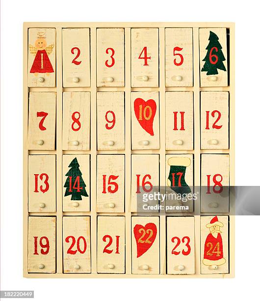 vintage calendario navideño - advent fotografías e imágenes de stock
