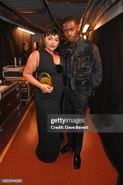 Paloma Elsesser, winner of the Model of the Year Award, and Damson Idris pose backstage at The Fashion Awards 2023 presented by Pandora at The Royal...