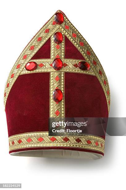 hats: miter of sinterklaas - mitre stock pictures, royalty-free photos & images