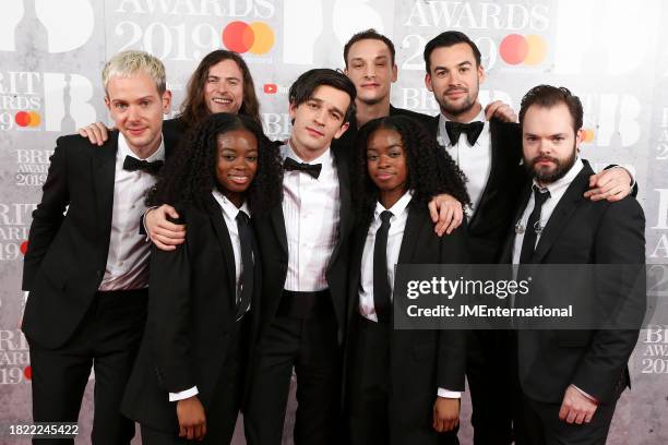 The 1975 Adam Hann, Matty Healy, George Daniel and Ross MacDonald during The BRIT Awards 2019, The O2 Arena, London, England, on 20 February 2019.