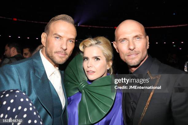 Matt Goss, Paloma Faith and Luke Goss of Bros during The BRIT Awards 2019, The O2 Arena, London, England, on 20 February 2019.