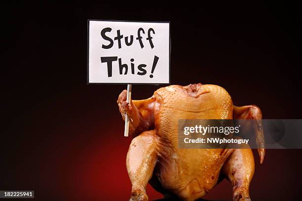 thanksgiving turkey with sign - funny easter stock pictures, royalty-free photos & images