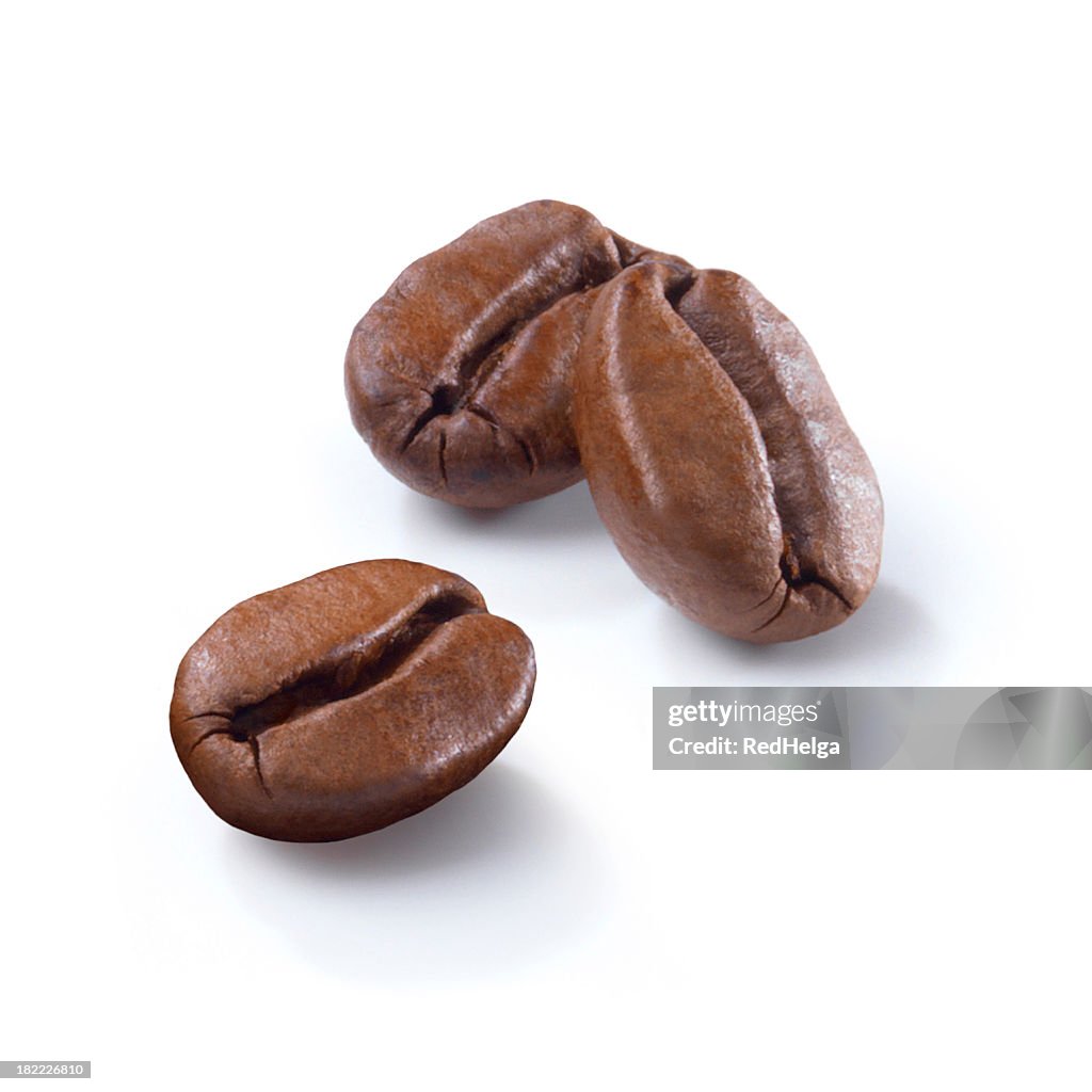Granos de café de tres
