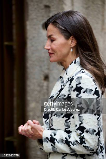 Queen Letizia of Spain visits the Community Residence "Hospital del Rey" on November 30, 2023 in Toledo, Spain.