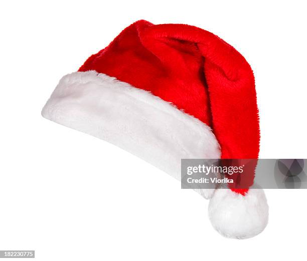 santa hat (on white) - father christmas hat stock pictures, royalty-free photos & images