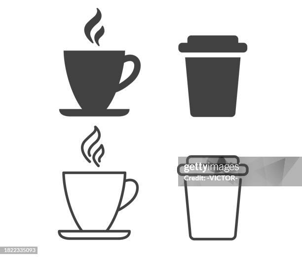 ilustraciones, imágenes clip art, dibujos animados e iconos de stock de taza de café - iconos de ilustración - taza de café