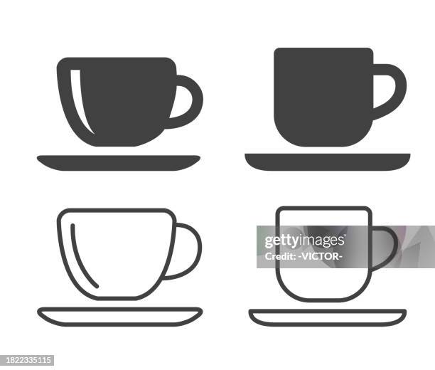 ilustrações de stock, clip art, desenhos animados e ícones de coffee cup - illustration icons - pires