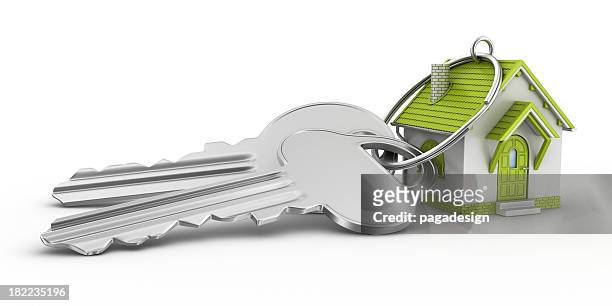 keys and house pendant - key ring stock pictures, royalty-free photos & images