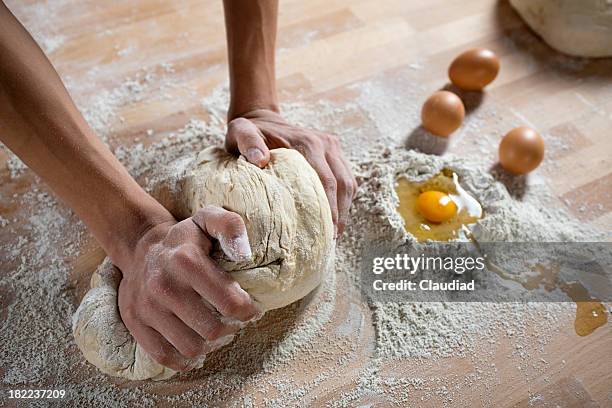 baker kneading dough - hands kneading stock pictures, royalty-free photos & images