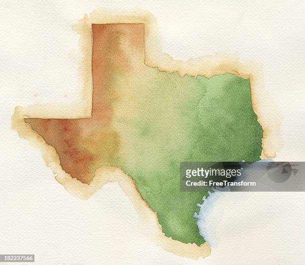 watercolor map of texas - texas stock illustrations