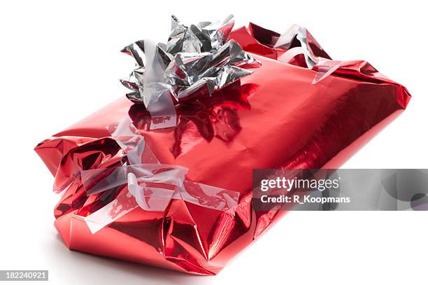 badly wrapped, messy christmas present - gift wrap stock pictures, royalty-free photos & images