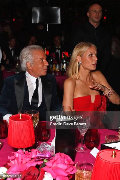 Giancarlo Giammetti and Gwyneth Paltrow attend The Fashion Awards 2023 presented by Pandora pre-drinks reception at The Royal Albert Hall on December...