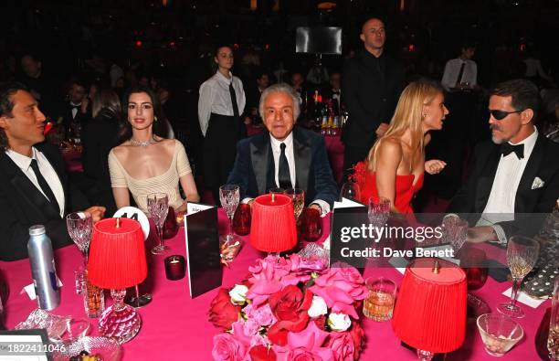 Brad Falchuk, Anne Hathaway, Giancarlo Giammetti, Gwyneth Paltrow and Pavlos, Crown Prince of Greece attend The Fashion Awards 2023 presented by...