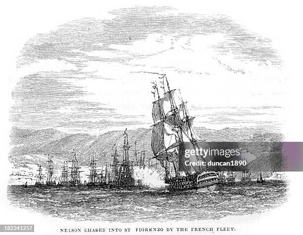 nelson under attack - corvette stock illustrations