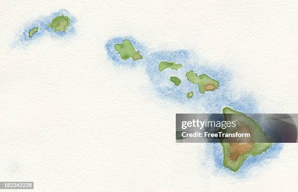 bildbanksillustrationer, clip art samt tecknat material och ikoner med watercolor map of hawaii - big island