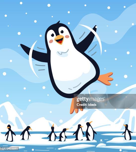 flying penguin - water penguin stock illustrations