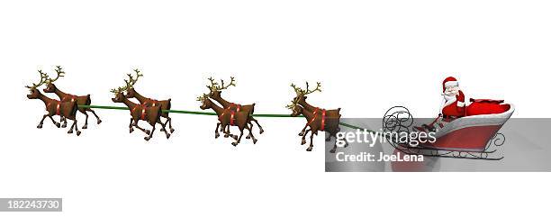 santa and reindeer on white - cartoon santa claus 個照片及圖片檔