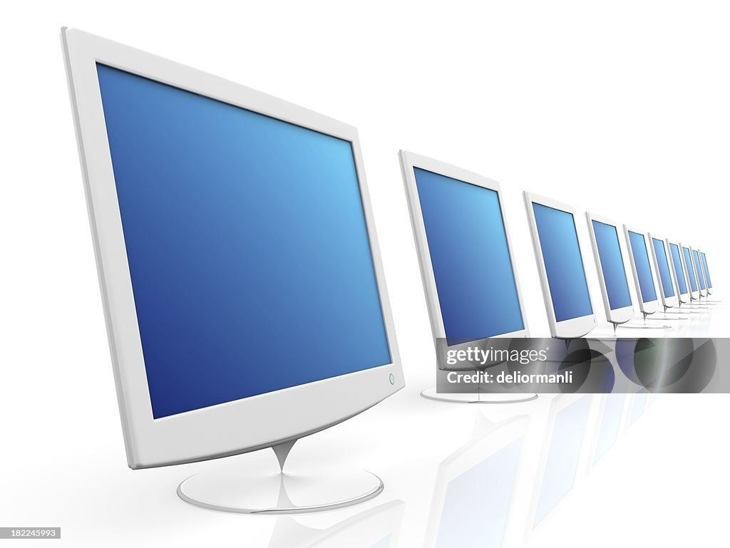 Flat Screens in a row