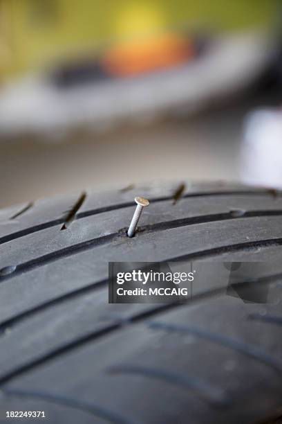 tire trouble - flat tyre stock pictures, royalty-free photos & images