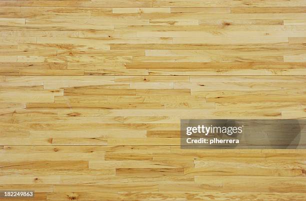 overhead view of a wooden basketball floor - hardwood floor stock pictures, royalty-free photos & images