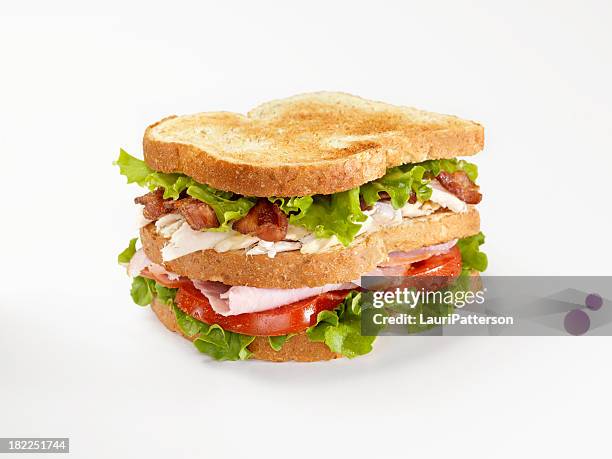 toasted club sandwich - sandwich shop stock pictures, royalty-free photos & images