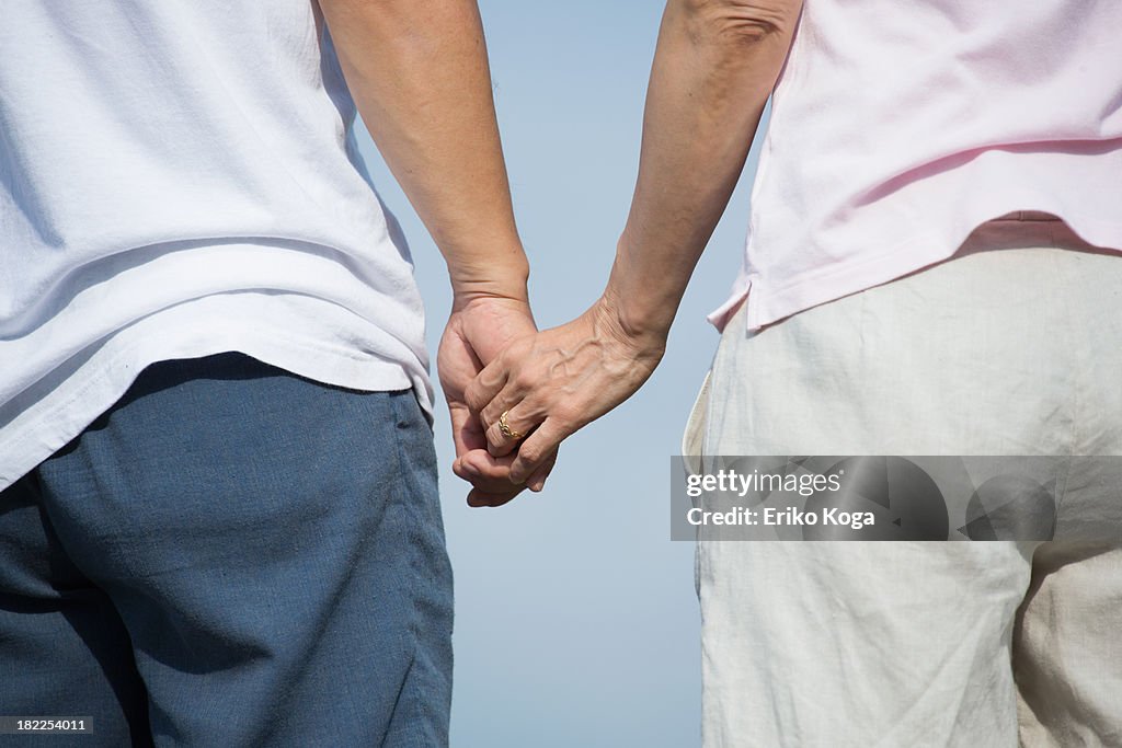 Senior Couple Touching Hand
