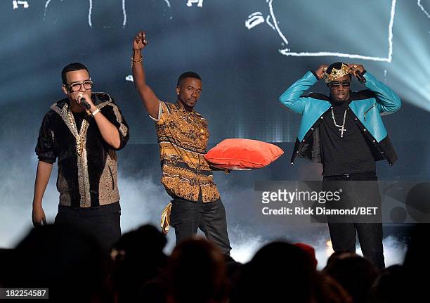 French Montana and Diddy perform onstage at the BET Hip Hop Awards 2013 at Boisfeuillet Jones Atlanta Civic Center on September 28, 2013 in Atlanta,...