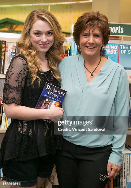 Actress Jennifer Stone and author Annette Cascone attend their Meet and Greet celebrating their new Nickelodeon series "Deadtime Stories" at Barnes &...