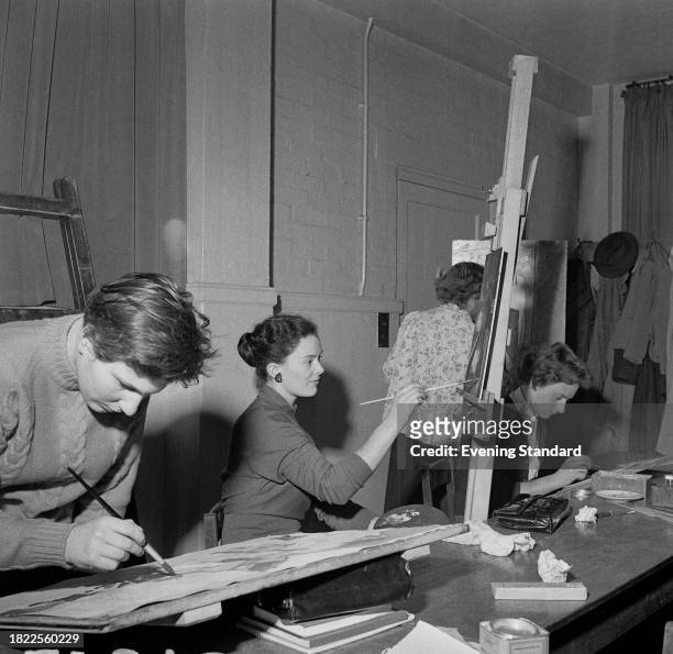 Students painting during an art class at City Lit Adult Education College, London, October 23rd 1957.