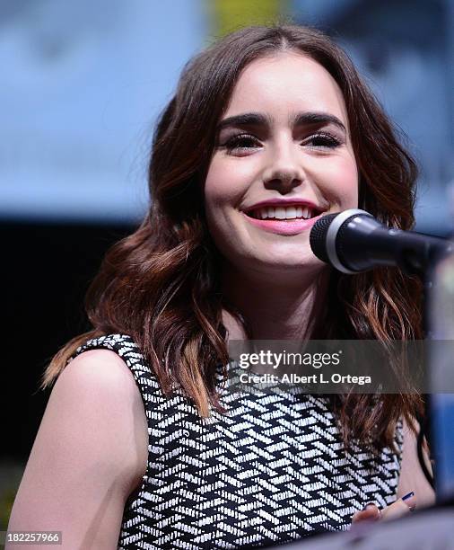 Actress Lily Collins attends The Sony and Screen Gems Panel featuring "The Mortal Instruments: City Of Bones" as part of Comic-Con International 2013...