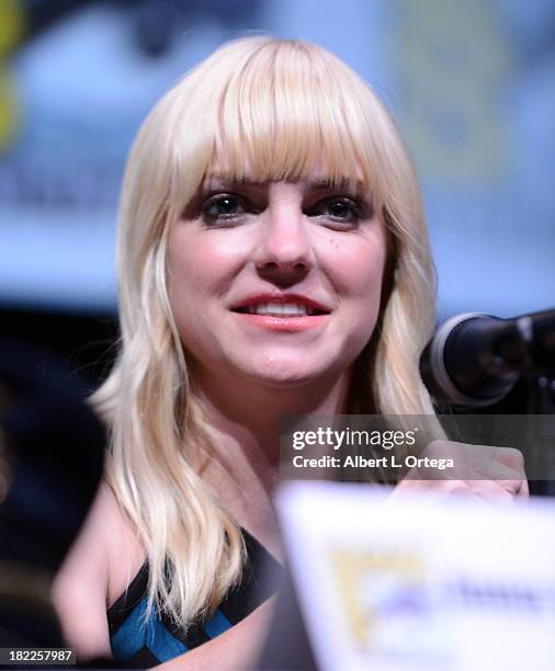 Actress Anna Faris attends The Sony and Screen Gems Panel featuring Cloudy With A Chance Of Meatballs 2 as part of Comic-Con International 2013 held...