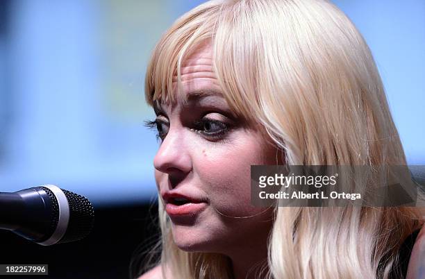 Actress Anna Faris attends The Sony and Screen Gems Panel featuring Cloudy With A Chance Of Meatballs 2 as part of Comic-Con International 2013 held...