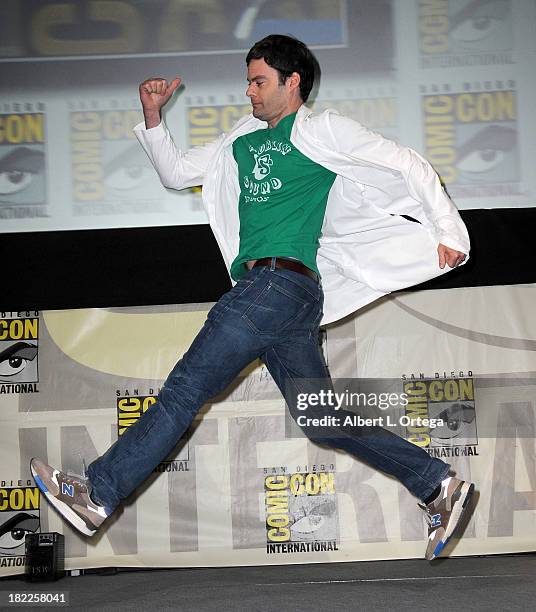 Actor Bill Hader attends The Sony and Screen Gems Panel featuring Cloudy With A Chance Of Meatballs 2 as part of Comic-Con International 2013 held at...