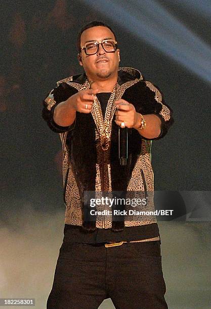 French Montana performs onstage at the BET Hip Hop Awards 2013 at Boisfeuillet Jones Atlanta Civic Center on September 28, 2013 in Atlanta, Georgia.