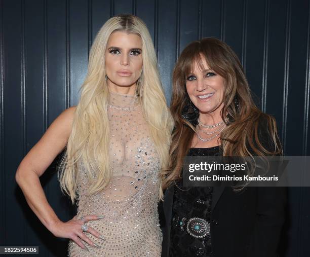 Jessica Simpson and Tina Simpson attend the 2023 Footwear News Achievement Awards at Cipriani South Street on November 29, 2023 in New York City.