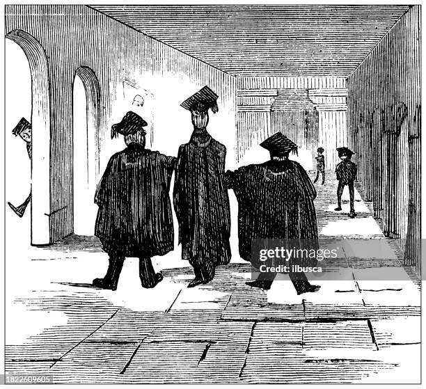 british satire caricature comic cartoon illustration - graduate back stock illustrations