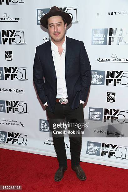 Marcus Mumford attends the "Inside Lleywn Davis" premiere during the 51st New York Film Festival at Alice Tully Hall at Lincoln Center on September...
